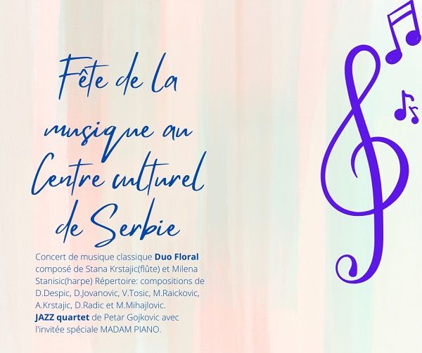 Mardi 21 juin 2022 - F&ecirc;te de la musique : Duo Floral et JAZZ quartet de Petar Gojkovic